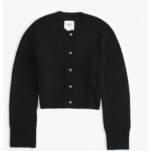 Abercrombie & Fitch Classic Black Pearl Button Knit Cardigan